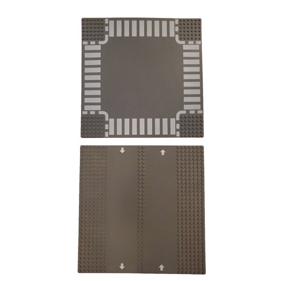 2  32x32 Stud Lego Street Base Plate Lot Space Intersection Crosswalk Road Gray - Picture 1 of 7